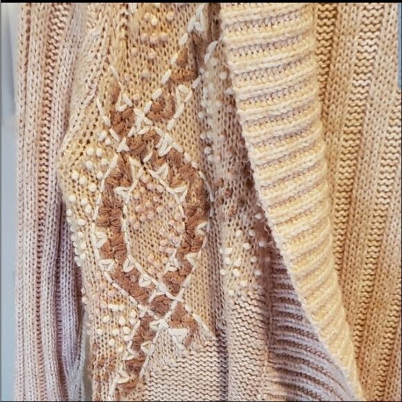 Cupio Long Sweater Cardigan Duster XL Open Wrap Bell Sleeve Aztec Boho Fairy - Picture 2 of 7